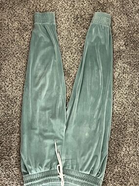Women's Velvet Jogger Pants in Sage Green